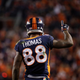 Denver Broncos wide receiver Demaryius Thomas reacts after making a catch during the first half of the team’s NFL football game against the New York Giants on Oct. 15, 2017, in Denver. Thomas, who eared five straight Pro Bowls and a Super Bowl ring during a prolific receiving career spent mostly with the Broncos, has died at the age of 33. Thomas was found dead in his suburban Atlanta home Thursday night, Dec. 9, 2021, said Officer Tim Lupo, public information officer for the police department in Roswell, Ga.